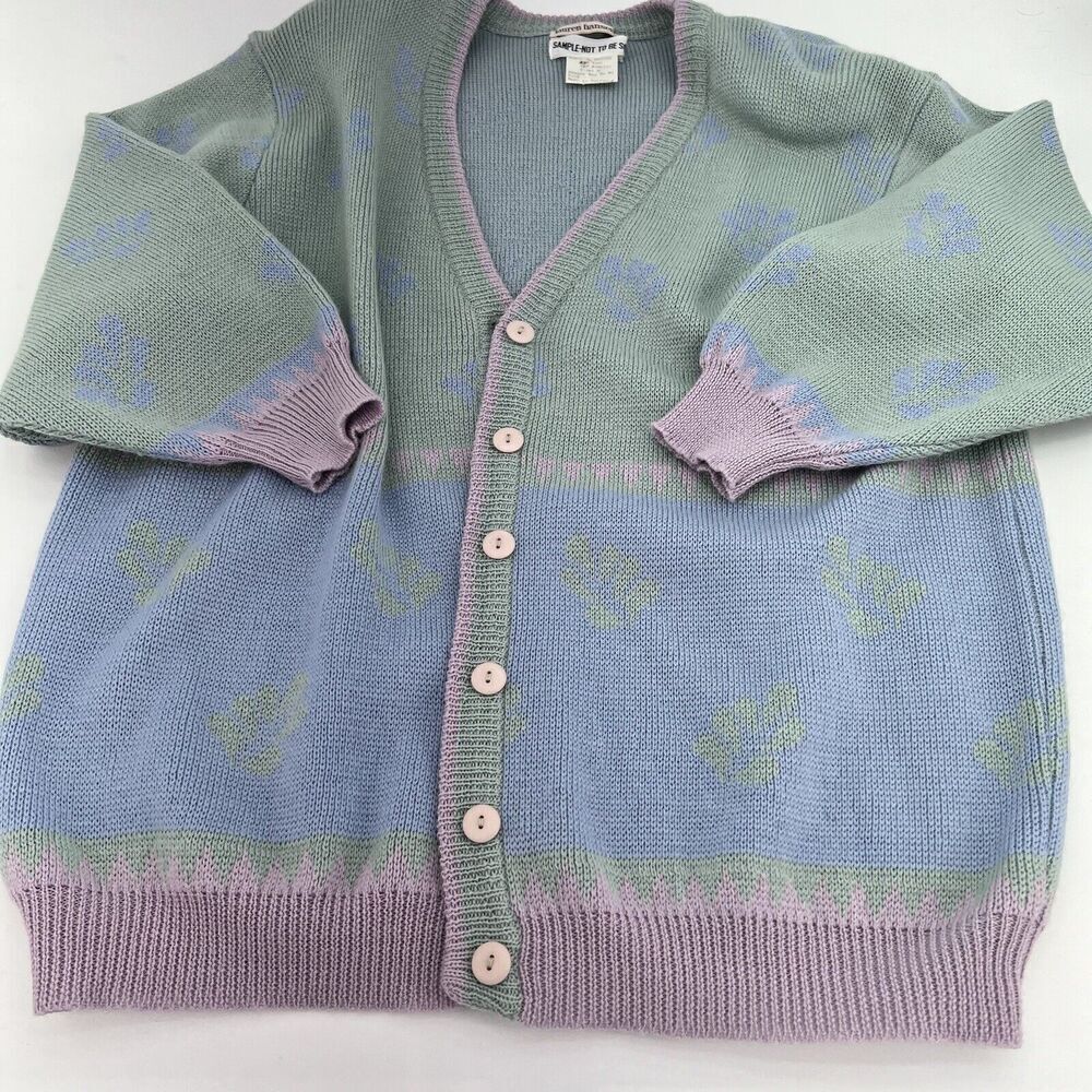 Lauren Hansen Wool Blend Pastel Cardigan Size Medium VTG
